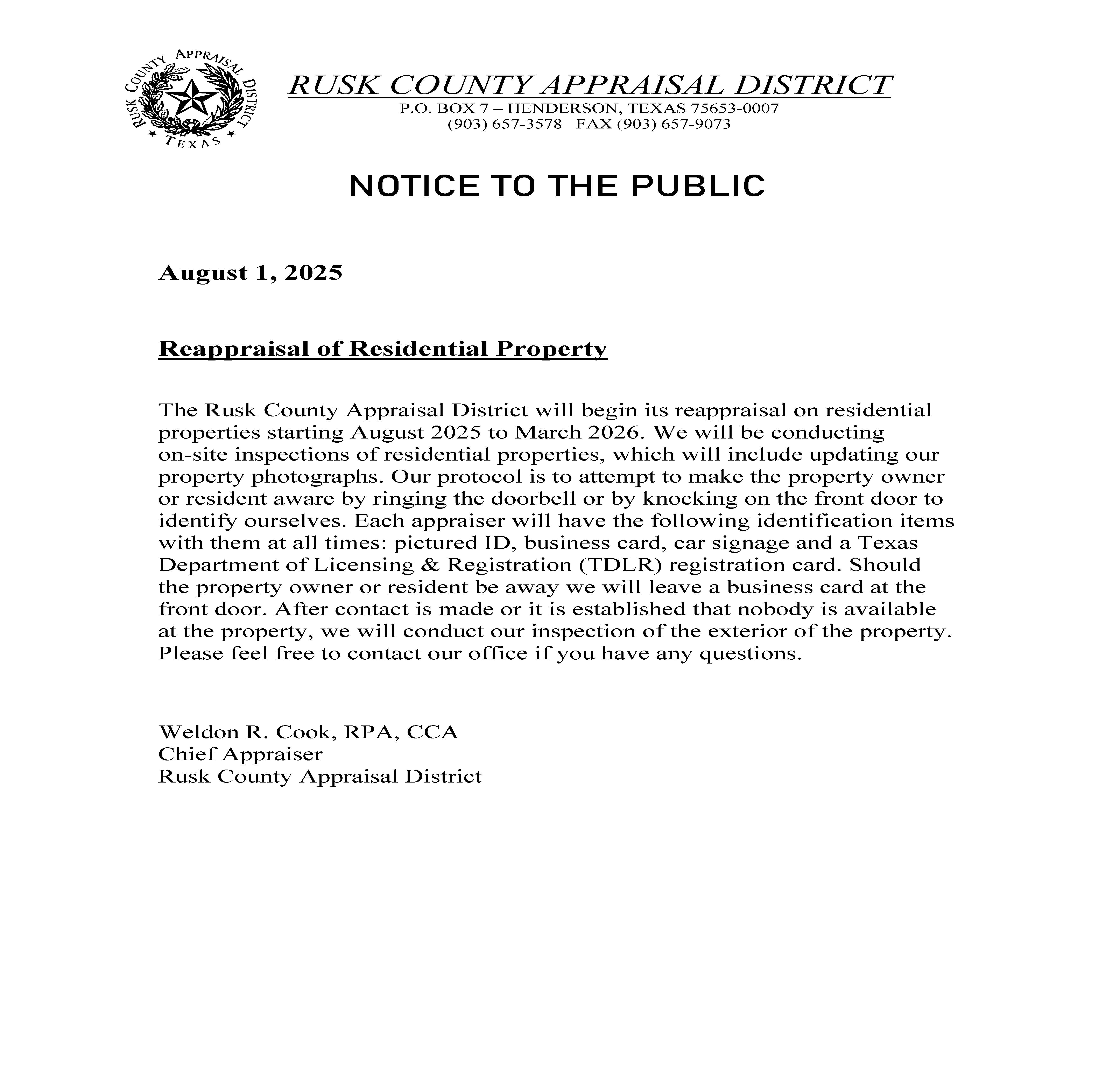 Reappraisal of Residential Property